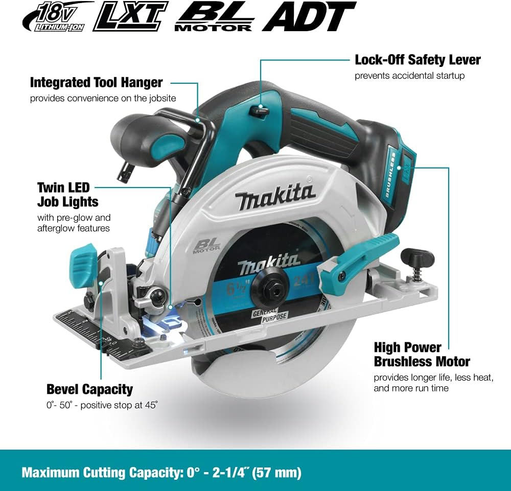Makita DHS680Z 18V Li-Ion LXT Brushless 165mm Circular Saw – Tool Only (Battery & Charger Excluded)