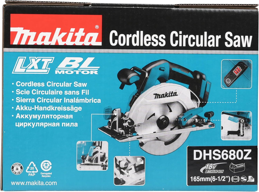 Makita DHS680Z 18V Li-Ion LXT Brushless 165mm Circular Saw – Tool Only (Battery & Charger Excluded)