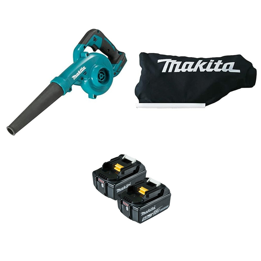 Makita DUB185 18V LXT Cordless Blower – Comes with Dust Bag & 2 × 5.0Ah Batteries