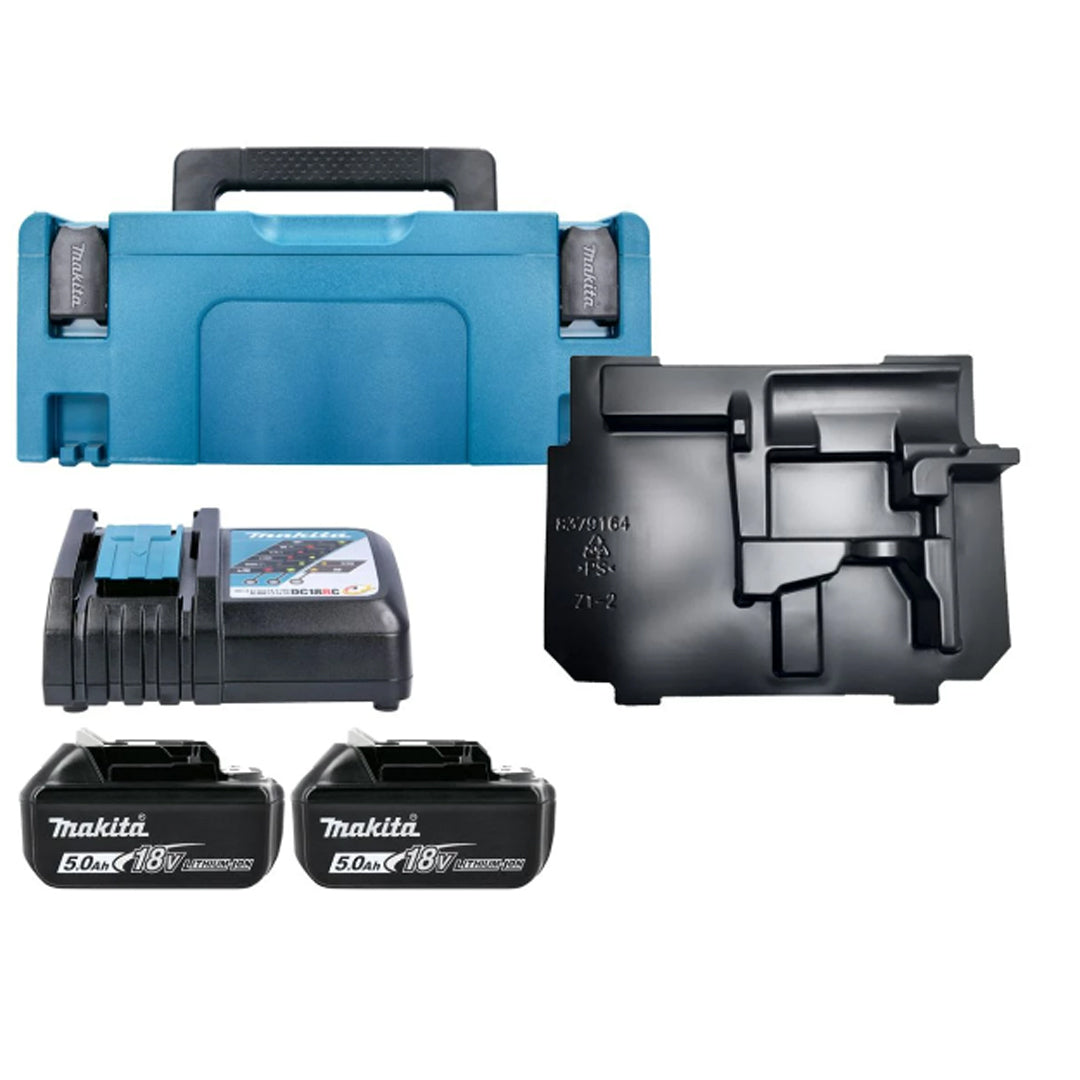 Makita 18V LXT Battery & Charger Kit – 2 x 5.0Ah BL1850 Batteries with DC18RC Charger and Makpac Case